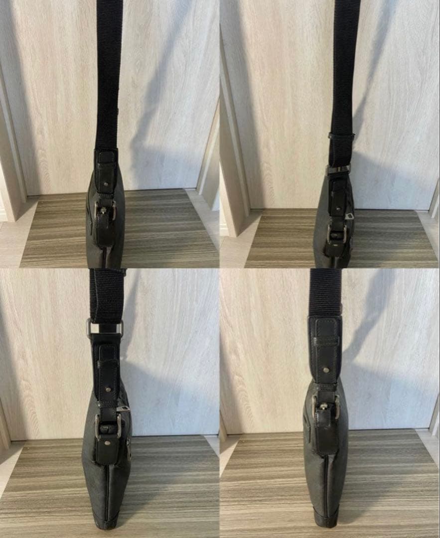 GUCCI ショルダーバッグ　GG スプリーム　ブラック　レザー　メンズ　斜掛