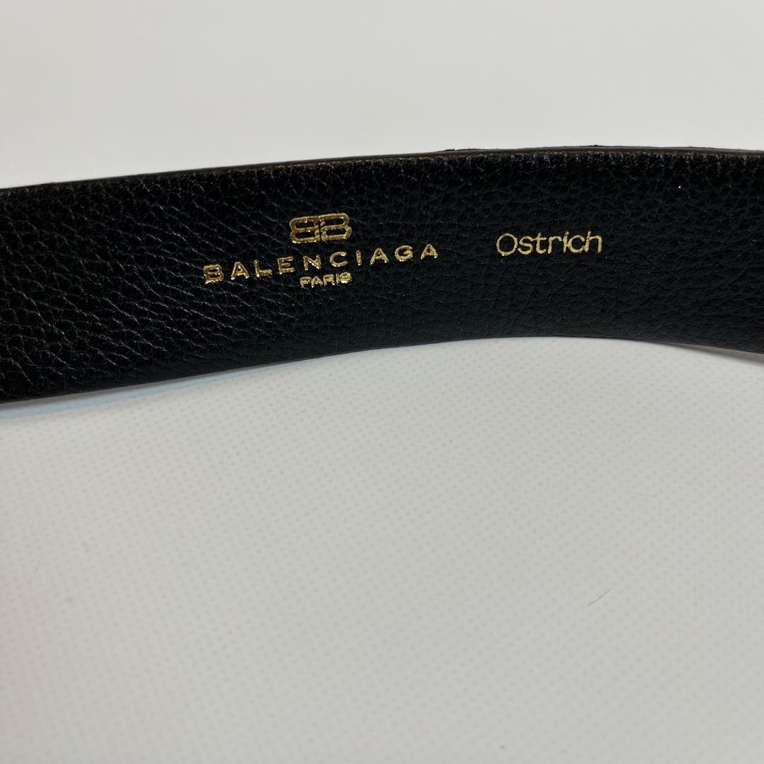 新品未使用　BALENCIAGA ベルト　オーストリッチ　本革　ブラック