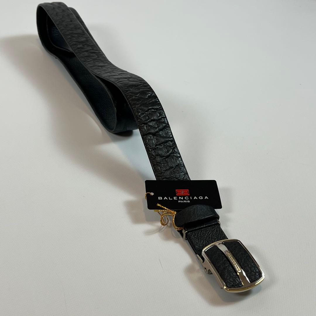 新品未使用　BALENCIAGA ベルト　オーストリッチ　本革　ブラック