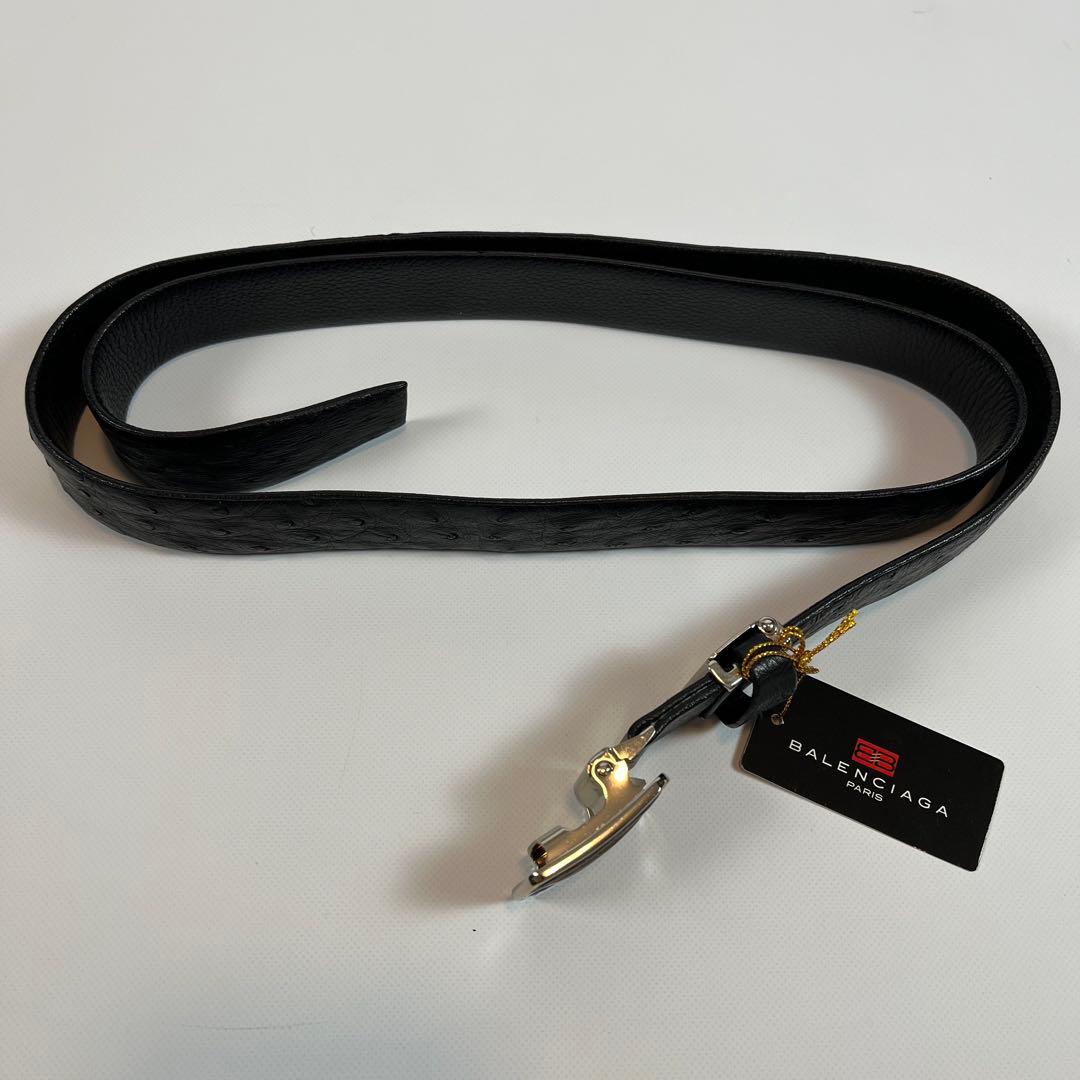 新品未使用　BALENCIAGA ベルト　オーストリッチ　本革　ブラック
