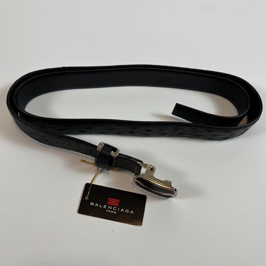 新品未使用　BALENCIAGA ベルト　オーストリッチ　本革　ブラック
