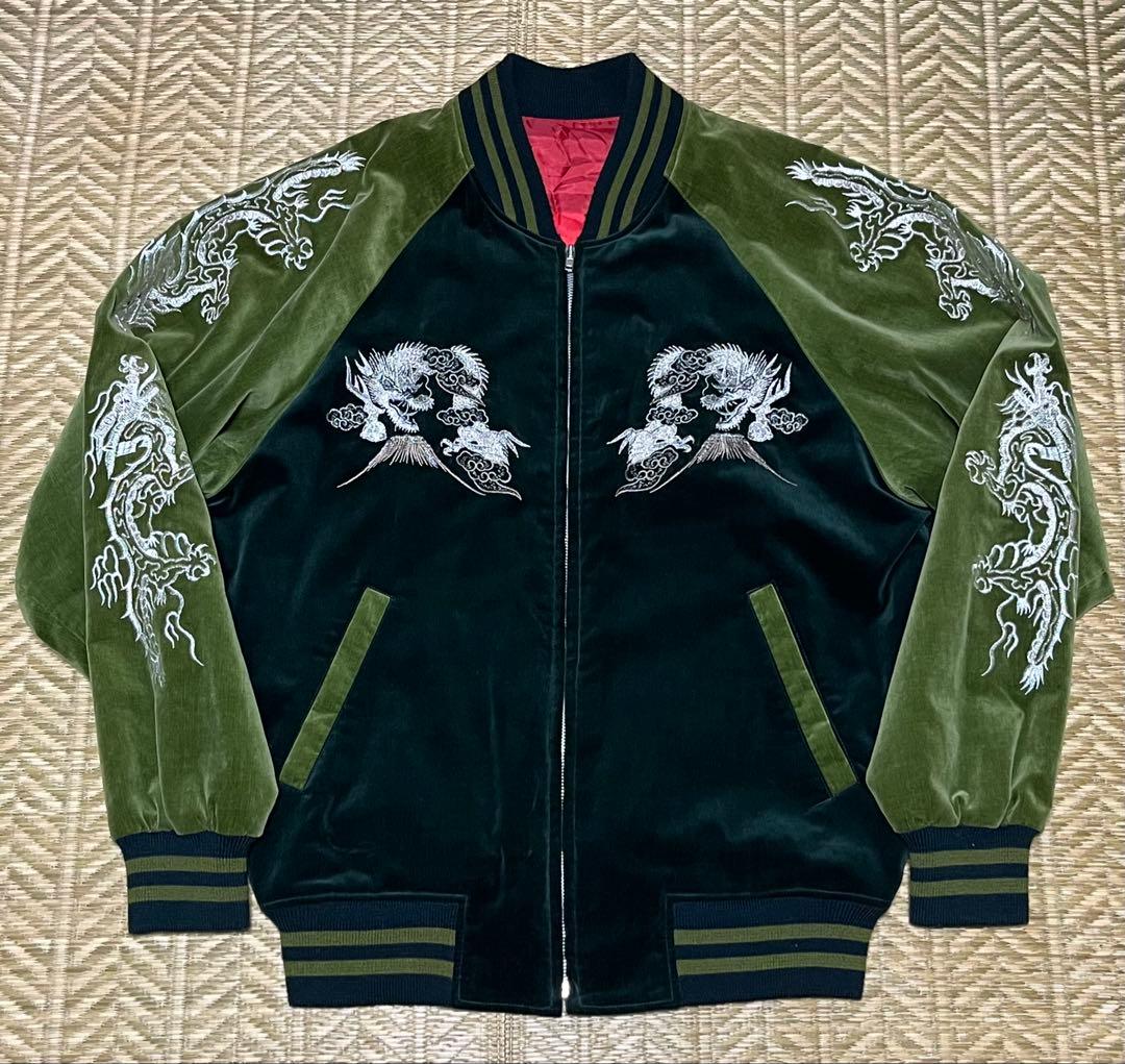 星姫　別珍　スカジャン　珍色　グリーン