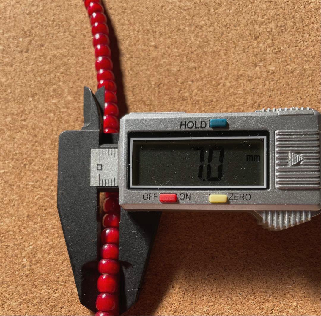 ブロンズ！ビンテージ　太め　濃い赤　(ほぼ血赤)ホワイトハーツネックレス