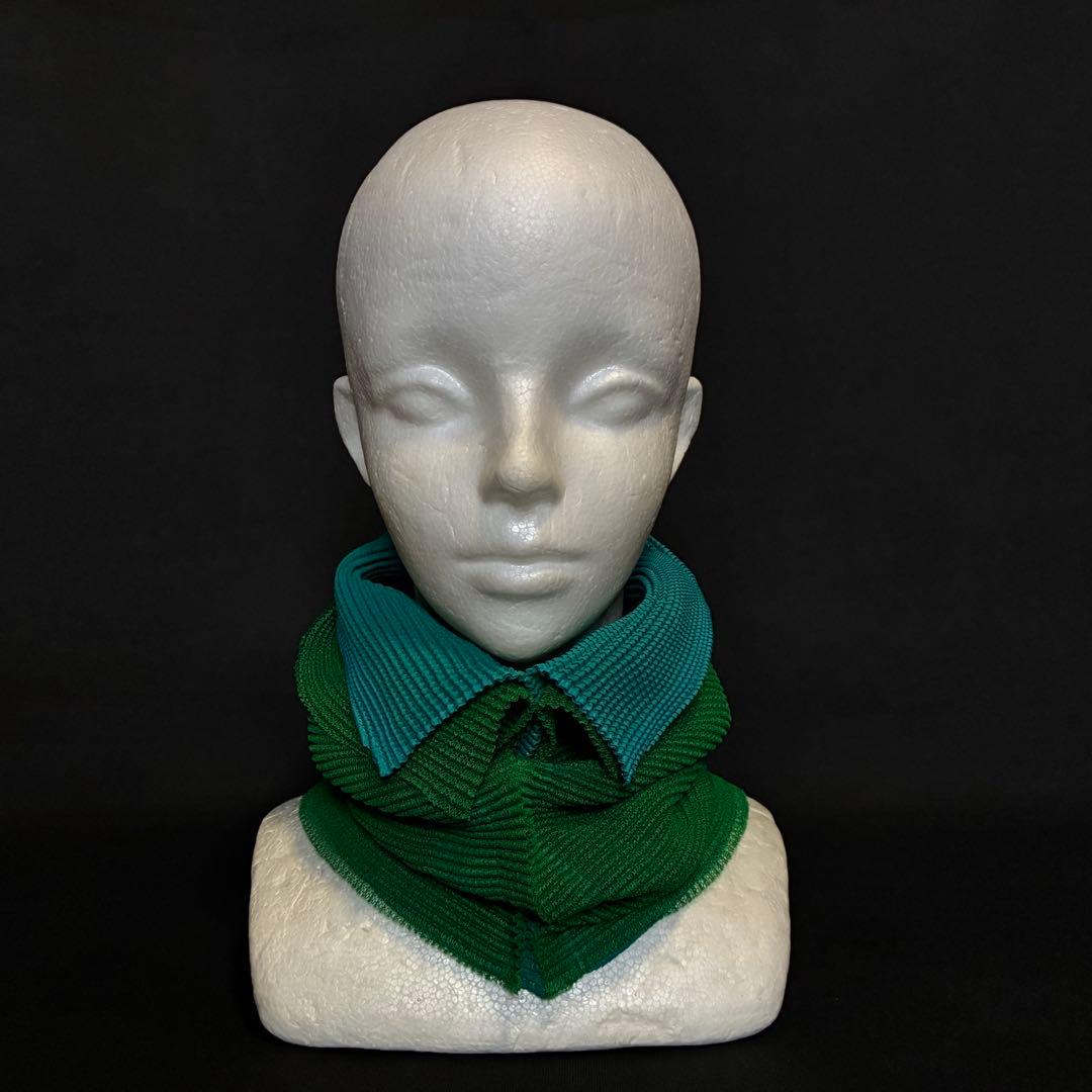 タグ無し商品 PLEATS PLEASE バイカラープリーツスヌード 緑水色