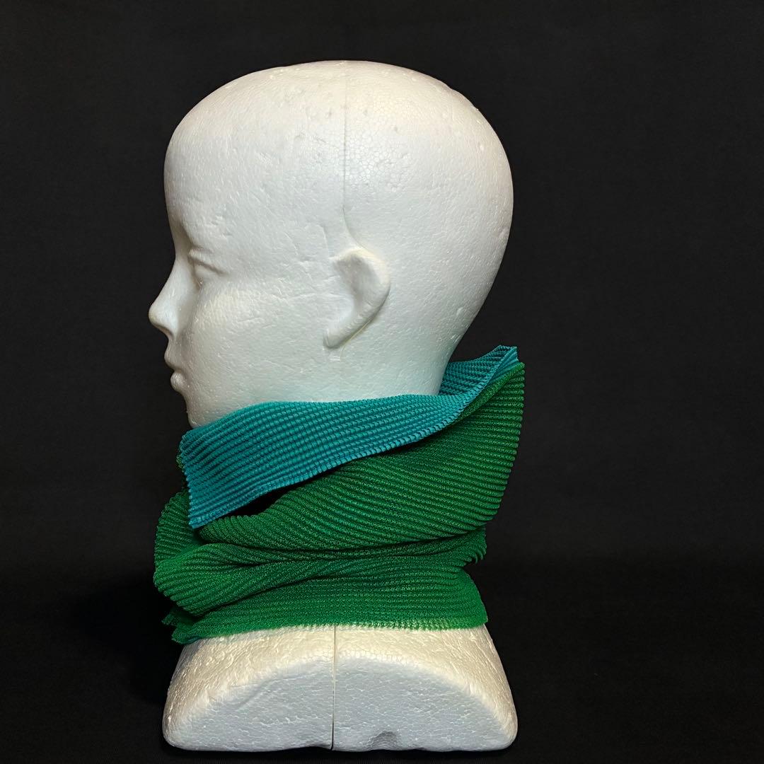 タグ無し商品 PLEATS PLEASE バイカラープリーツスヌード 緑水色