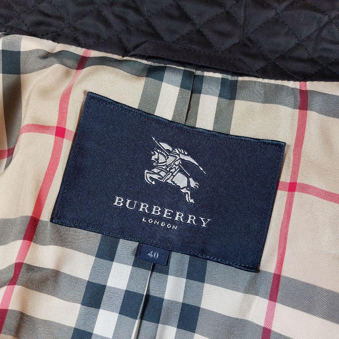 40 美品 バーバリーロンドン ノバチェックベルト キルティングコートジャケット