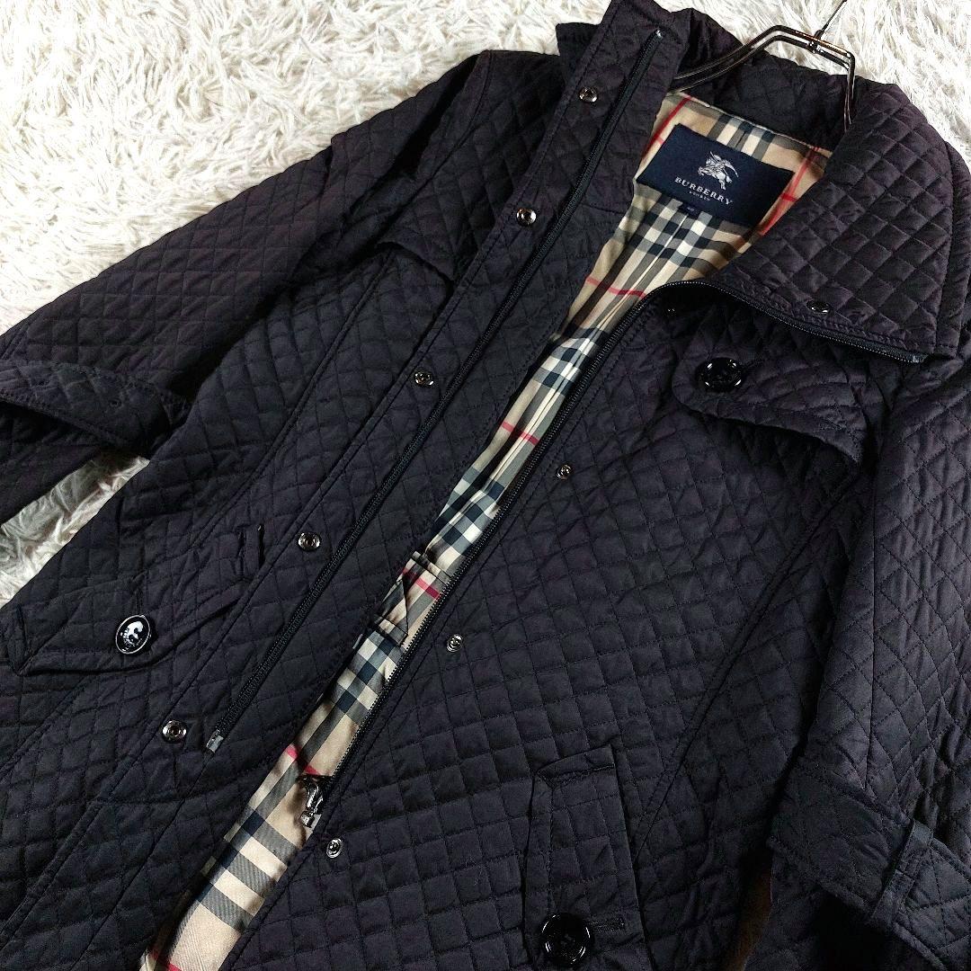 40 美品 バーバリーロンドン ノバチェックベルト キルティングコートジャケット