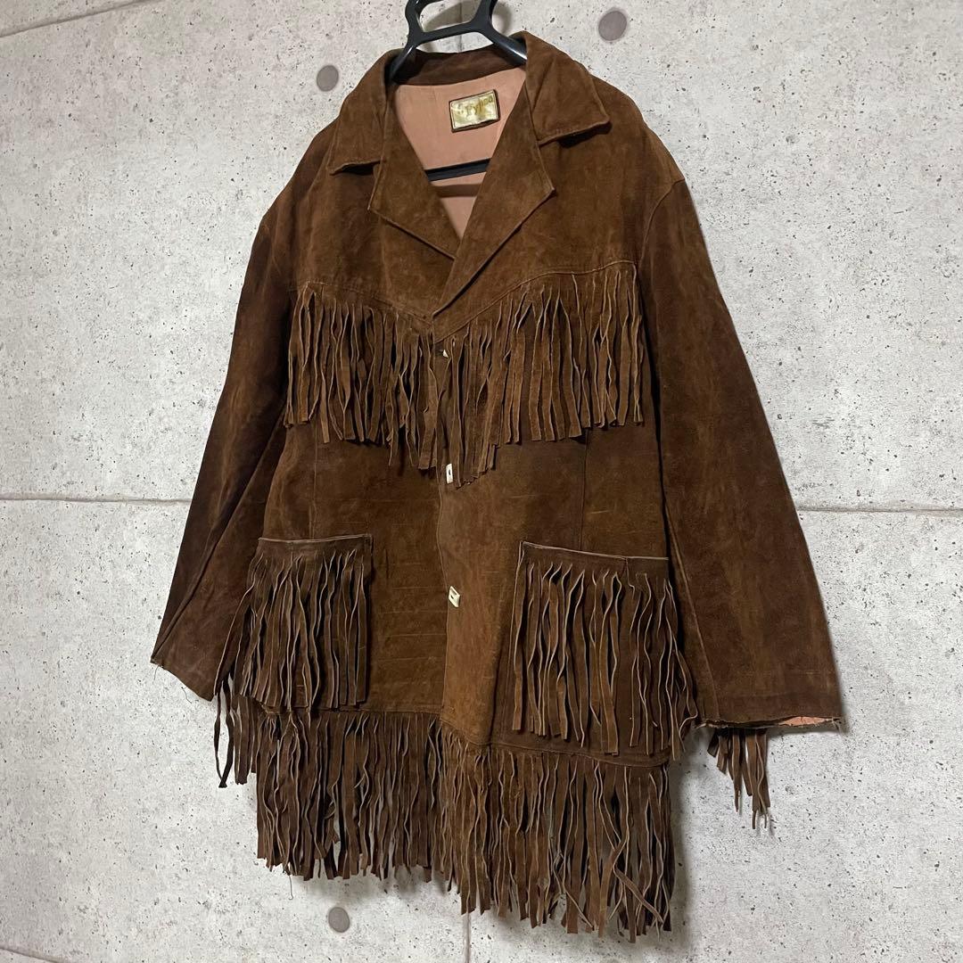 【ヴィンテージ古着】 フリンジ スエード レザー ジャケット