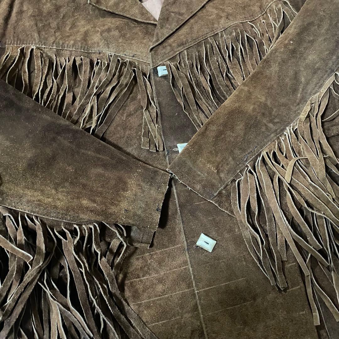 【ヴィンテージ古着】 フリンジ スエード レザー ジャケット