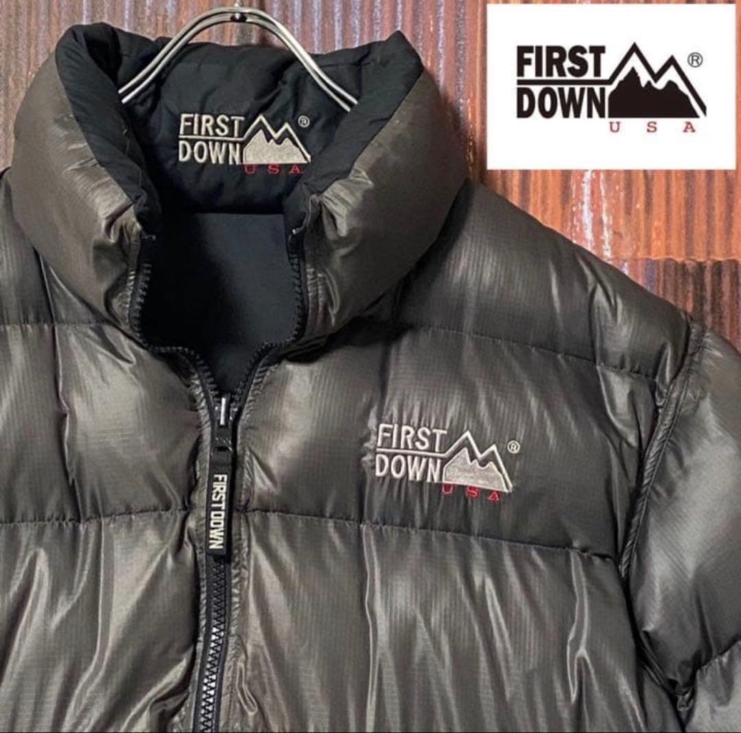 2点セット FIRST DOWN リバーシブル バンダナ柄 ダウンジャケット L