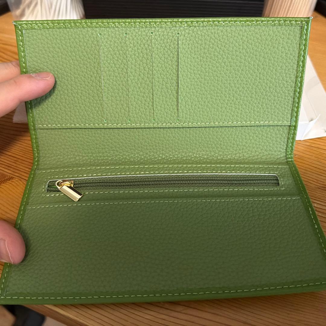 皇居　長財布　グリーンレザー