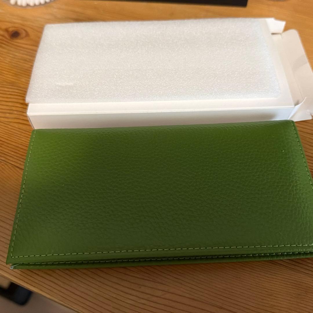 皇居　長財布　グリーンレザー