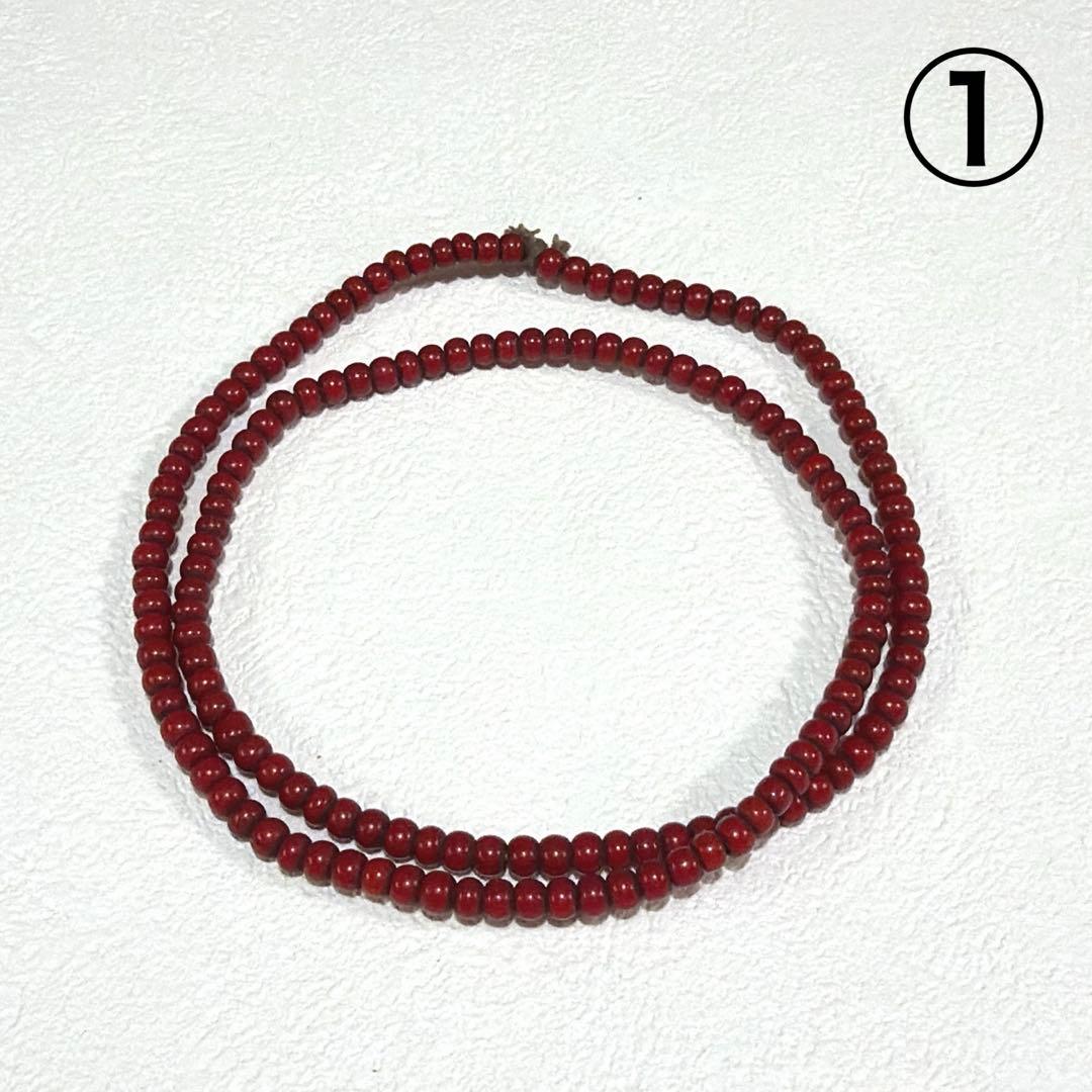 濃赤 アンティーク ホワイトハーツビーズ 赤ビーズ一連 ゴローズ　カスタム
