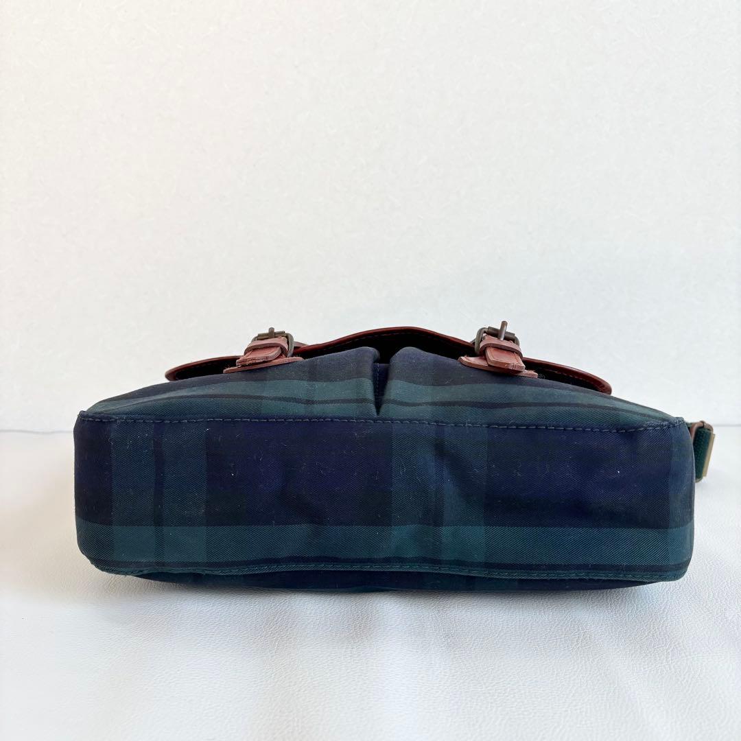 【美品】【ラルフローレン】グリーン チェック ショルダーメッセンジャーバッグ