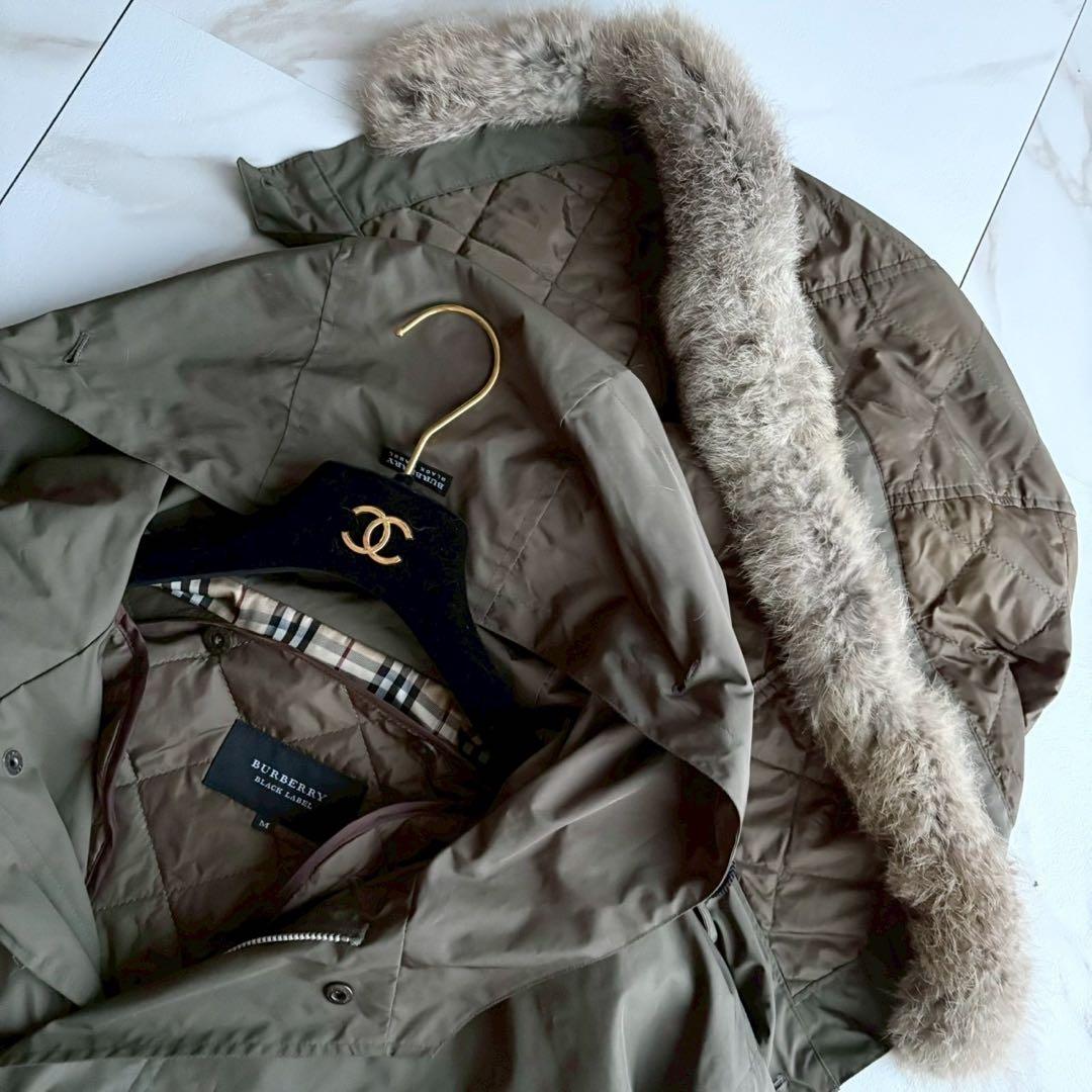 美品◆バーバリーブラックレーベル モッズコート キルティング 2way M