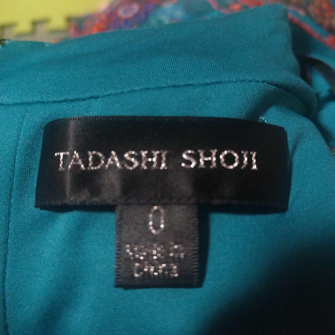 TADASHI SHOJI ターコイズ 花柄 長袖 ワンピース