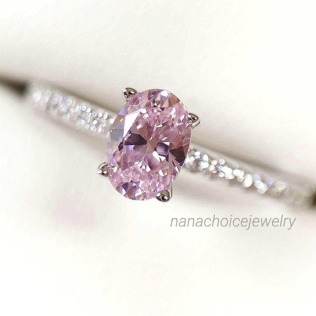 1582 高級 sona ダイヤモンド リング ピンク スクウェア シルバー