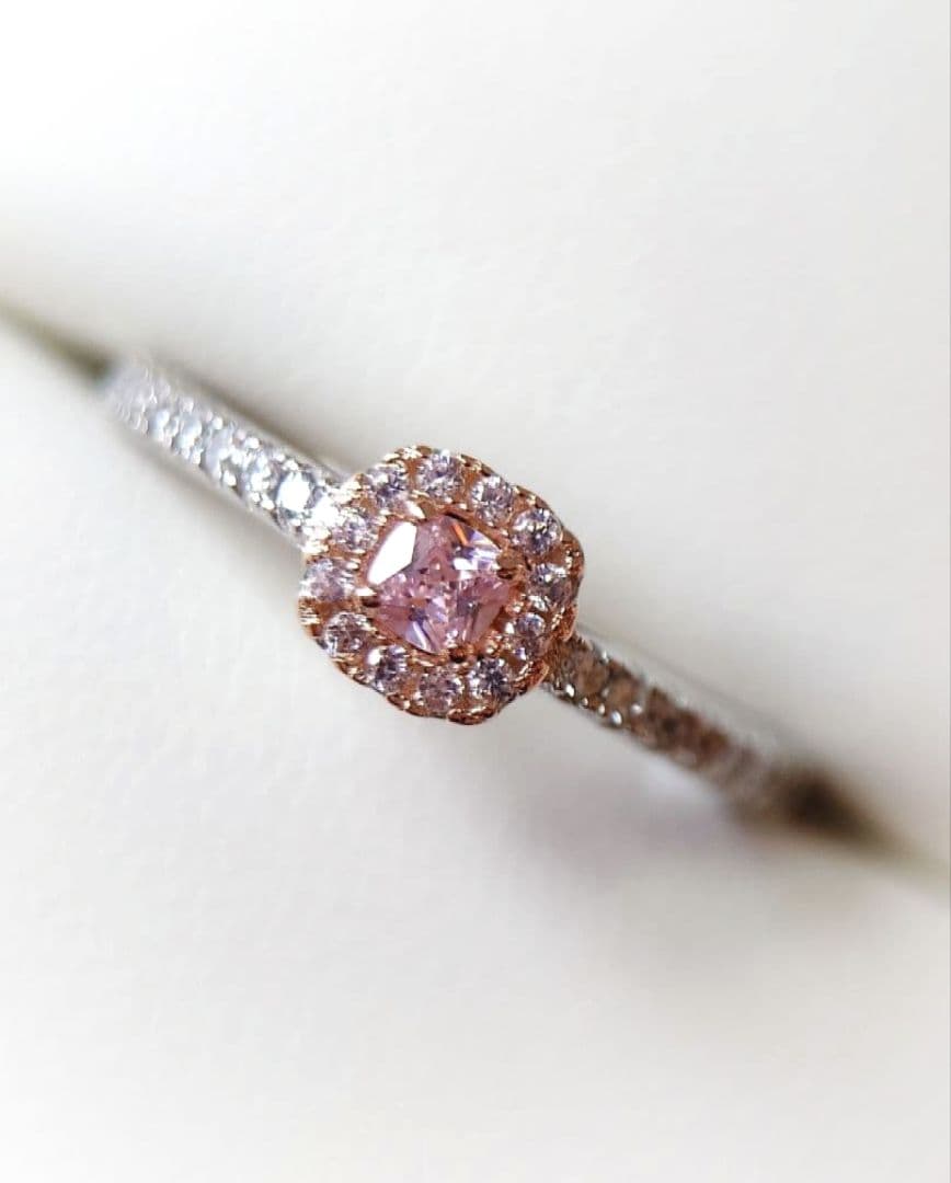 1582 高級 sona ダイヤモンド リング ピンク スクウェア シルバー