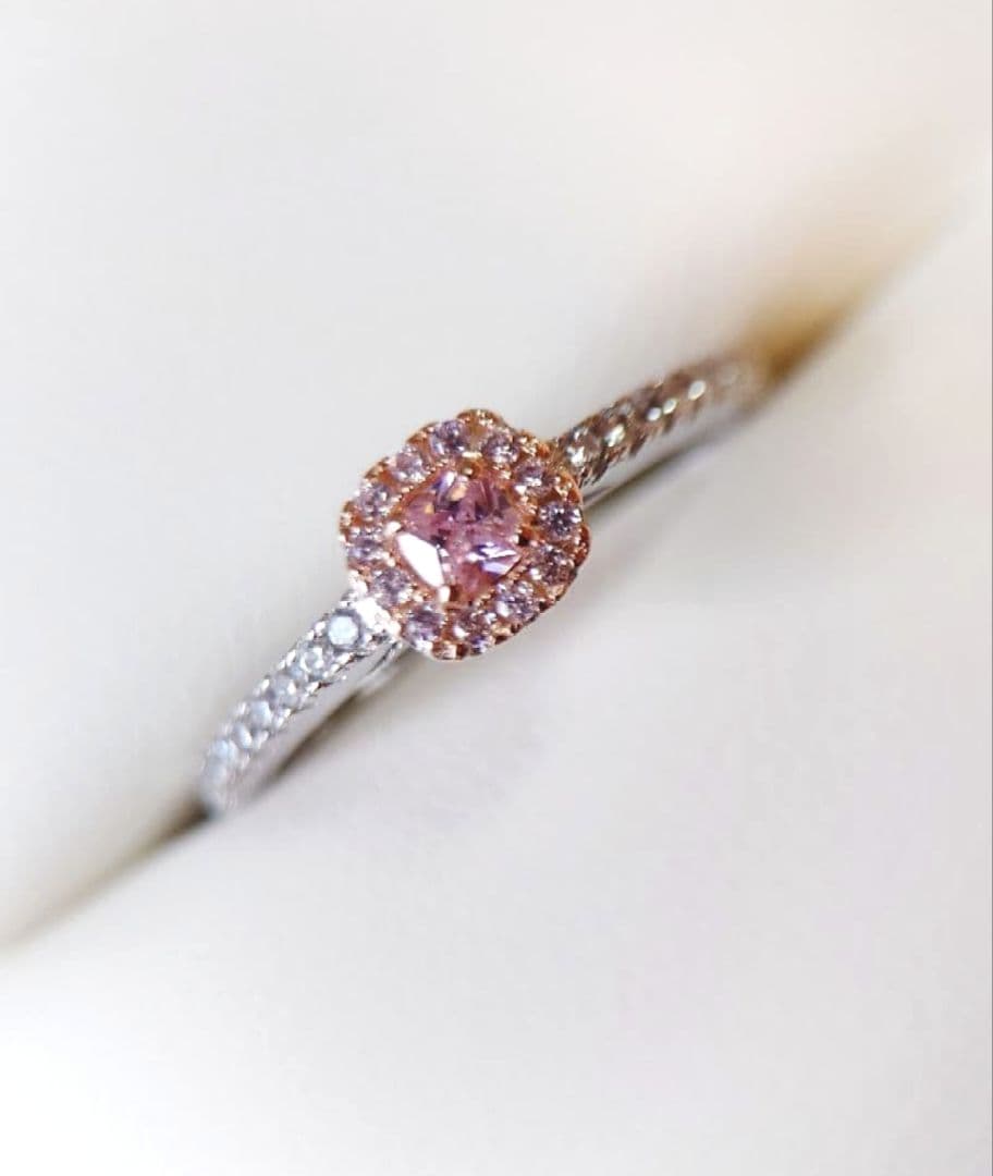 1582 高級 sona ダイヤモンド リング ピンク スクウェア シルバー