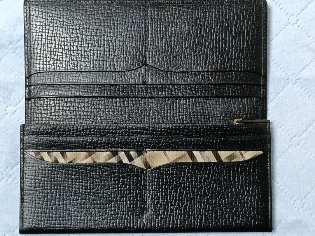 Burberry バーバリー　黒 レザー 長財布　メンズ　極美品です！