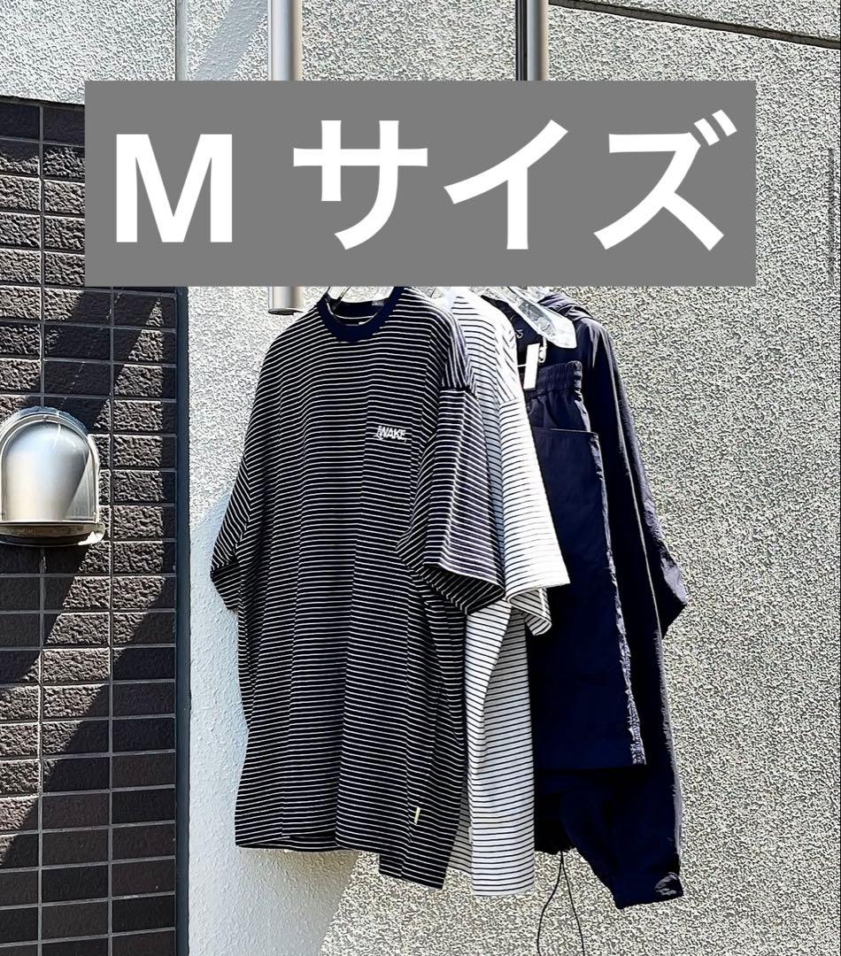 WAKE. ストライプオーバーサイズTシャツ白