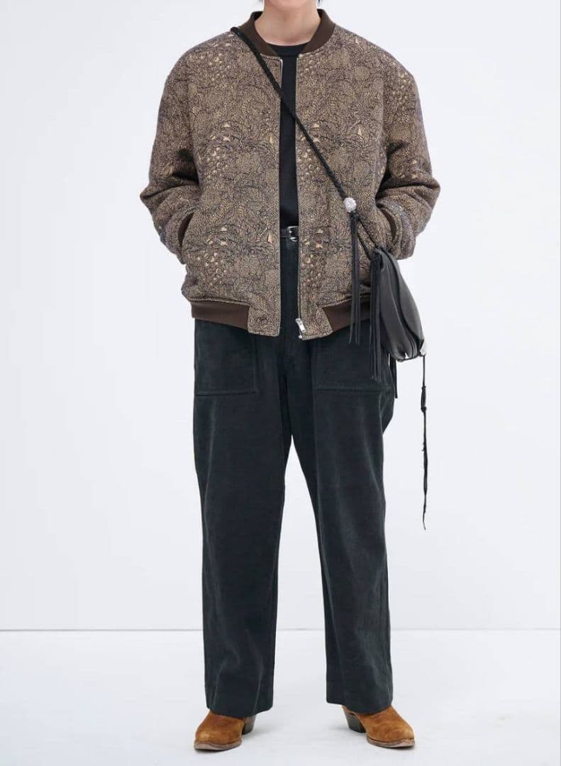 美品SEVEN BY SEVEN プリマロフト刺し子ジャカードブルゾン フルーツ