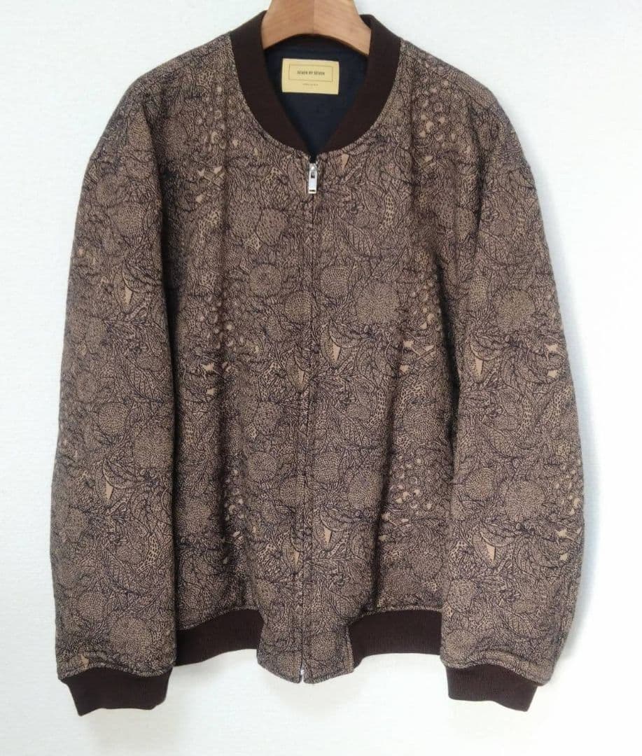 美品SEVEN BY SEVEN プリマロフト刺し子ジャカードブルゾン フルーツ