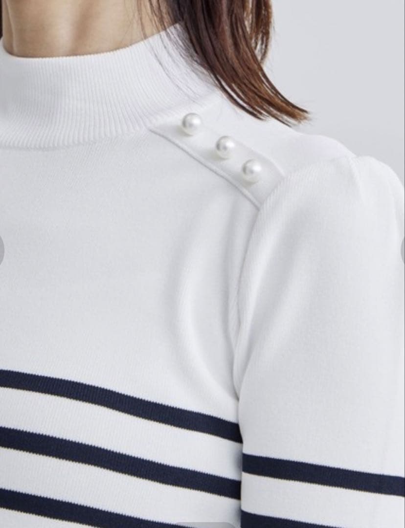 ボーダーズアットバルコニー ニット パール ボーダー レーヨン 美品 38