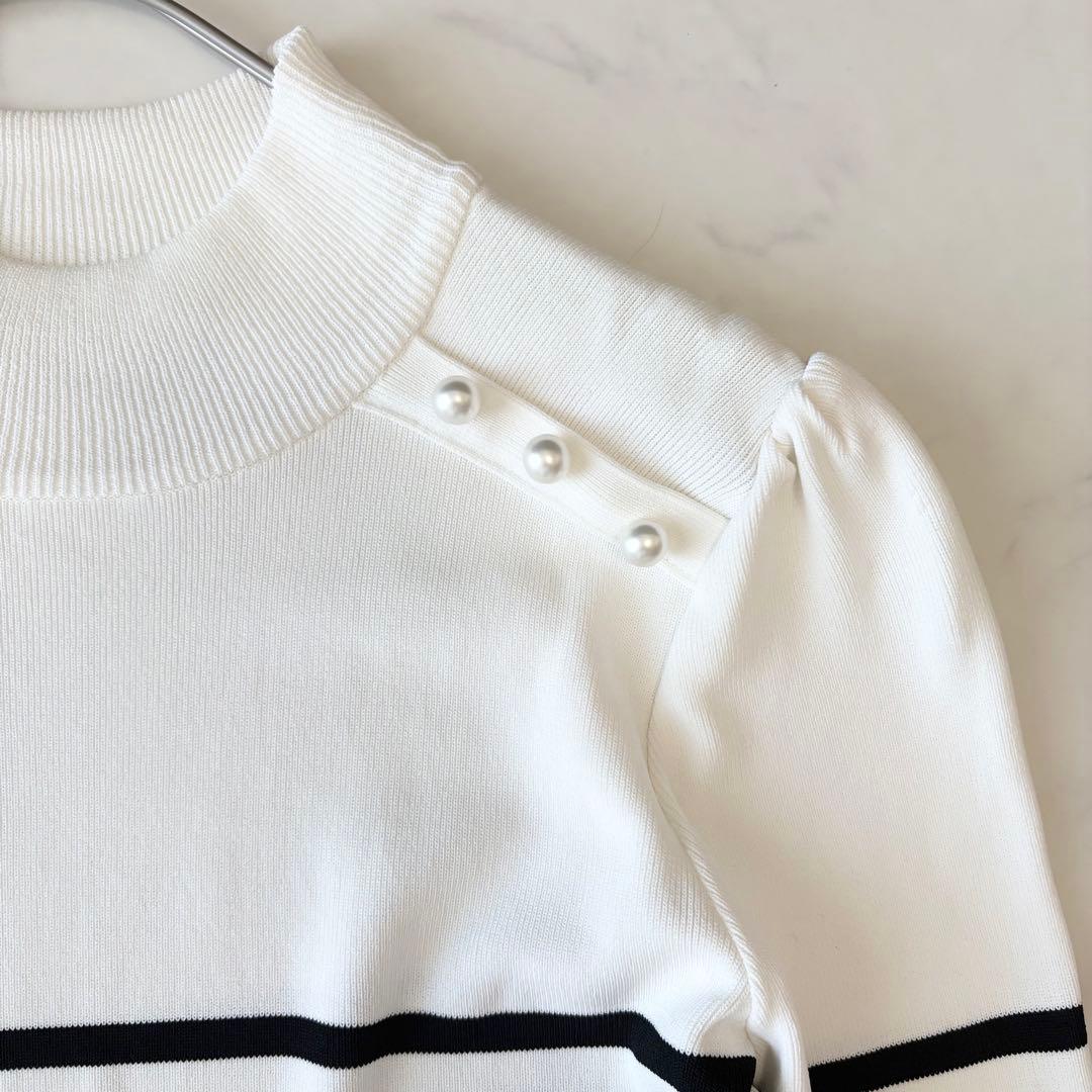 ボーダーズアットバルコニー ニット パール ボーダー レーヨン 美品 38