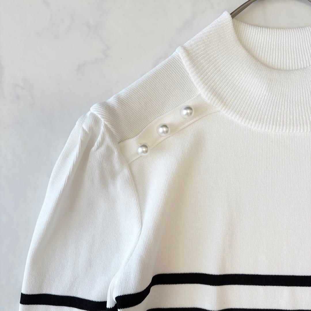 ボーダーズアットバルコニー ニット パール ボーダー レーヨン 美品 38