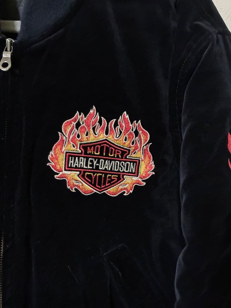 HARLEY-DAVIDSON フレイムス刺繍 ベルベットジャケット M