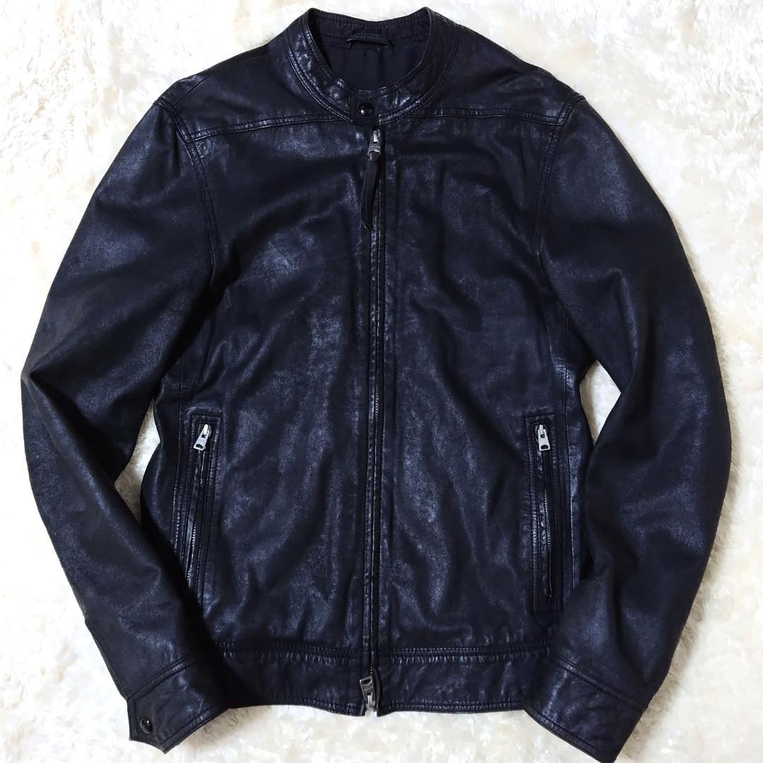 オールセインツ ライダースジャケット シングル ブラック 羊革 メンズ