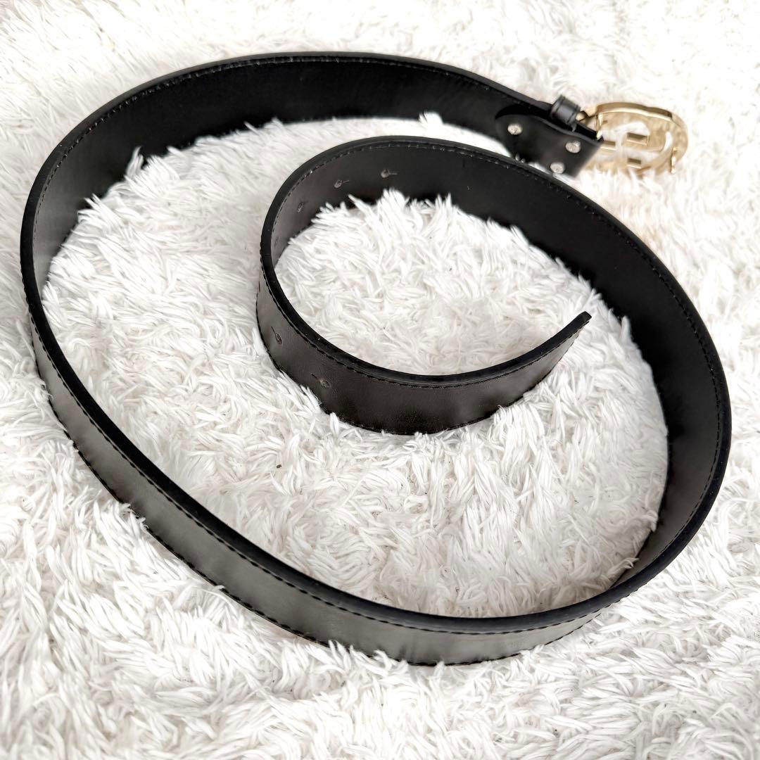 【美品】GUCCI ベルト インターロッキング GG デカロゴ ブラック
