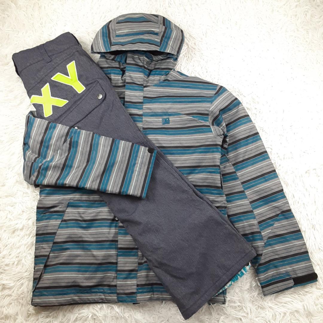 美品◎DC ディーシー ROXY ロキシー スノーウェアセットアップ スノボ 青