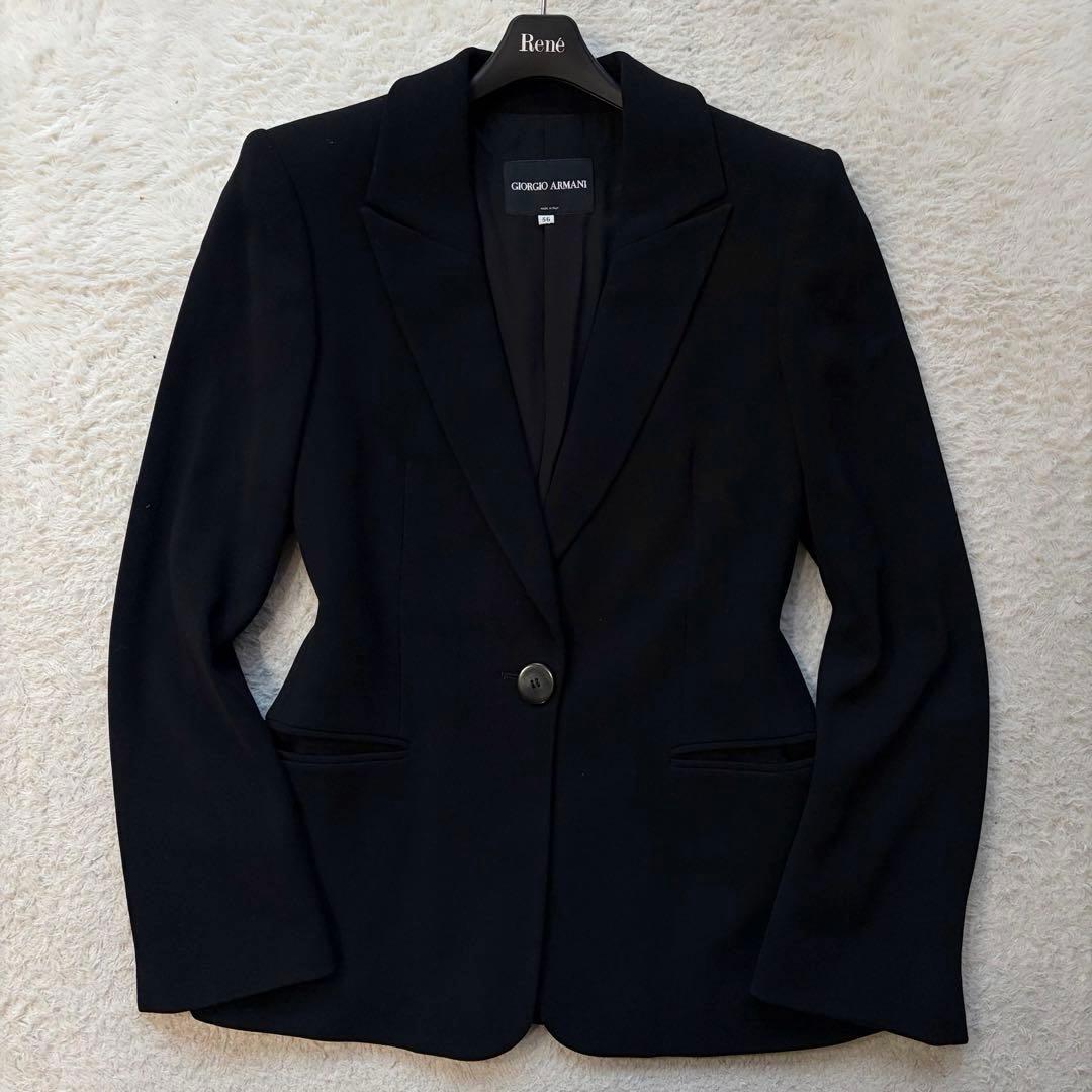 【美品】ジョルジオアルマーニ パンツセットアップ ウール 黒 36 イタリア製