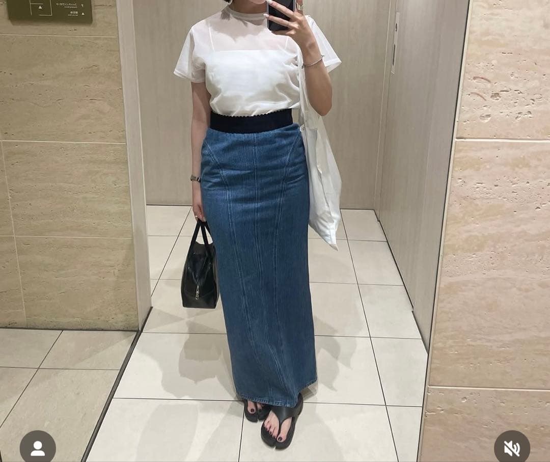 スカート fetico Organic Cotton Denim Long Skirt