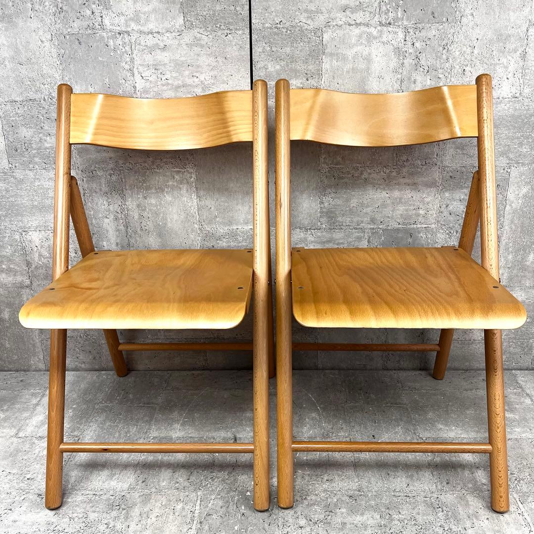 廃盤 無印良品 折りたたみイス 2脚セット 天然木 ブナ材 チェア　良品計画