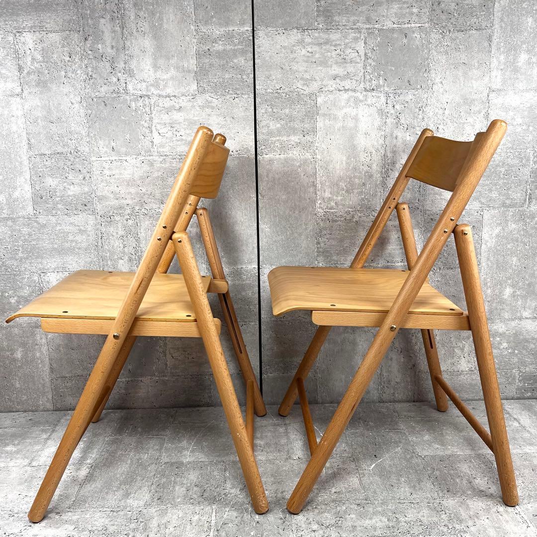 廃盤 無印良品 折りたたみイス 2脚セット 天然木 ブナ材 チェア　良品計画