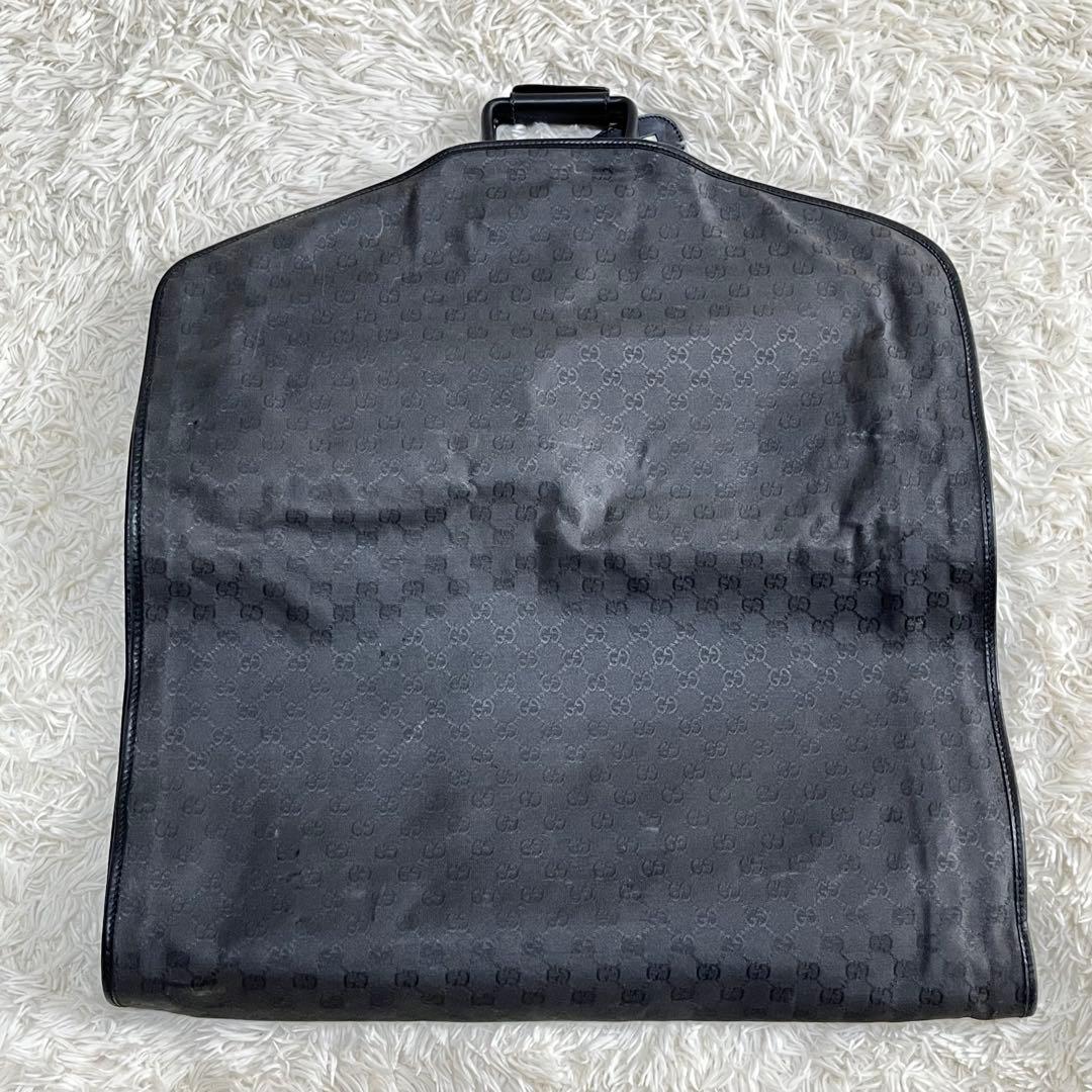【美品】オールドグッチ　ガーメントバッグ　ネームタグ　GGキャンバス　ブラック