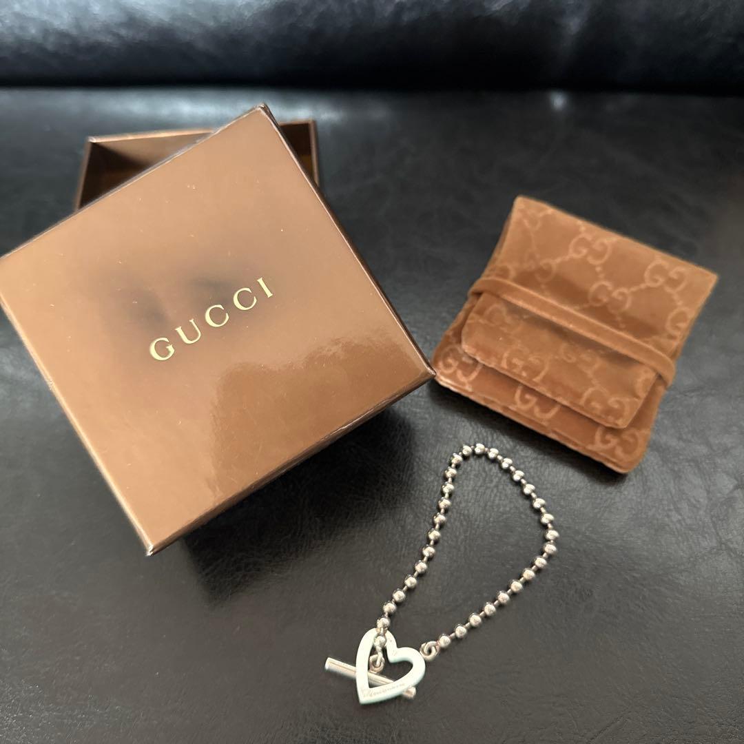 GUCCI SV925 ボールチェーン ハート ブレスレット