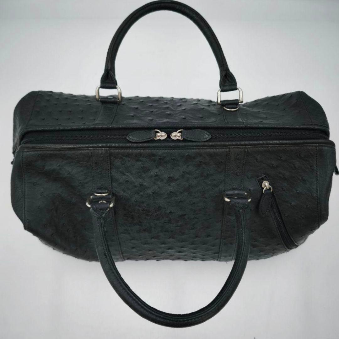 【美品 高級◎】本革オーストリッチ ボストンバッグ 2way 斜め掛け 大容量