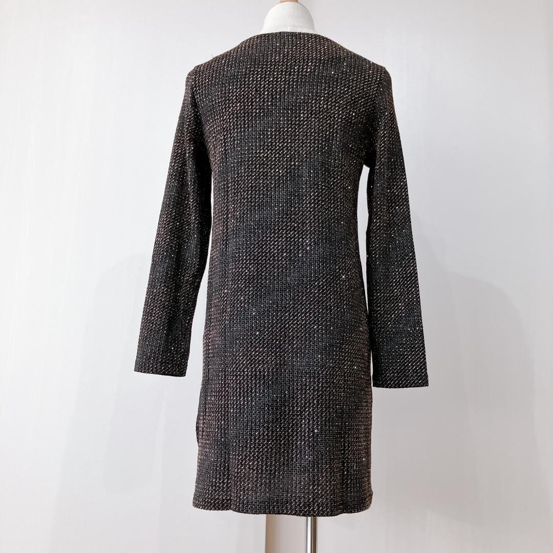 【極美品】コルソロッソ　ラメトップスサイドスリット　イタリア製長袖ワンピース