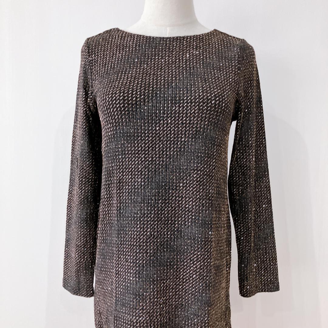 【極美品】コルソロッソ　ラメトップスサイドスリット　イタリア製長袖ワンピース