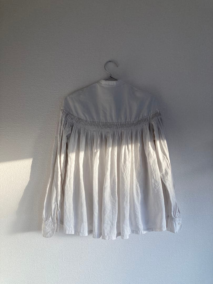 【最終価格】scye サイ リネン ピンクタックブラウス 36 ホワイト