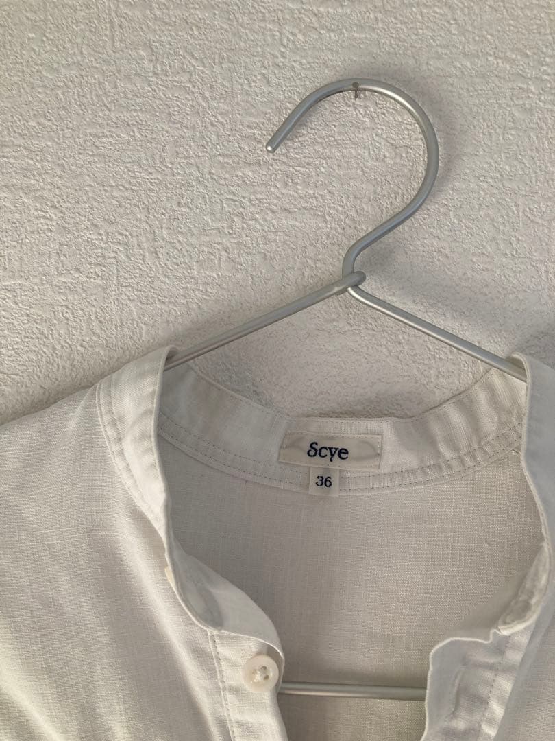 【最終価格】scye サイ リネン ピンクタックブラウス 36 ホワイト