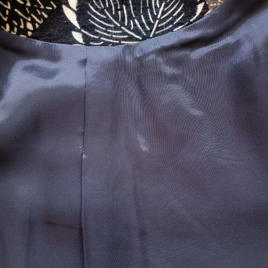 古布 リメイク 藍染 型染 パッチワーク ウール ダッフルコート 大きいサイズ