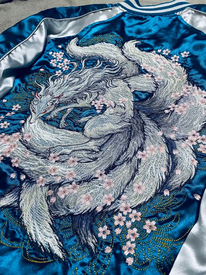 OBORO キツネ 美品 スカジャン unisex vintage サテン