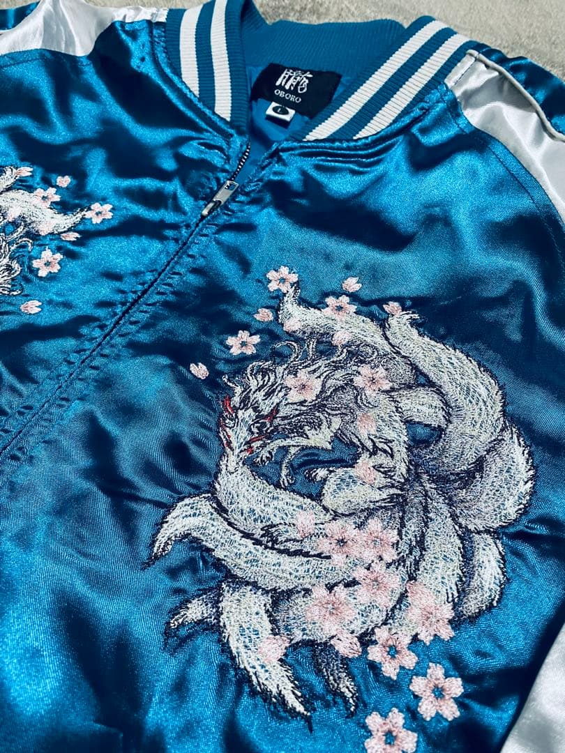 OBORO キツネ 美品 スカジャン unisex vintage サテン