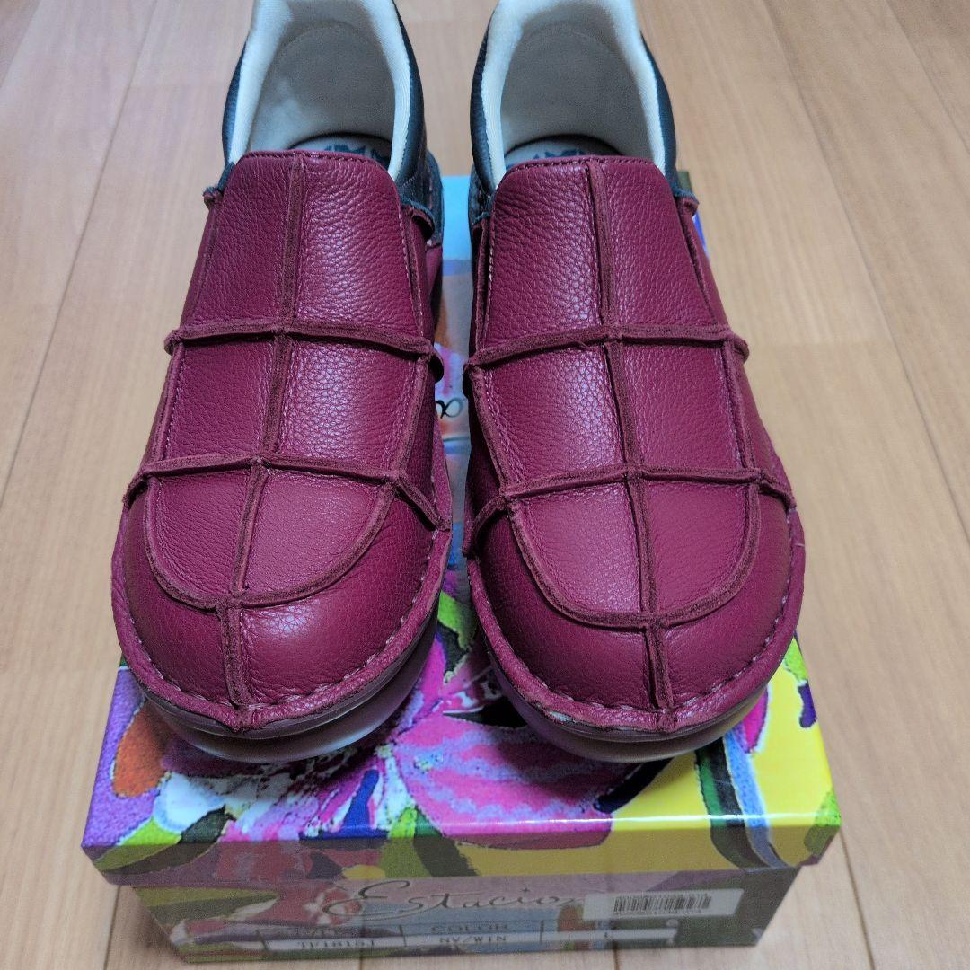新品　 エスタシオン　本革 パッチワークスリッポン　スニーカー　Lサイズ