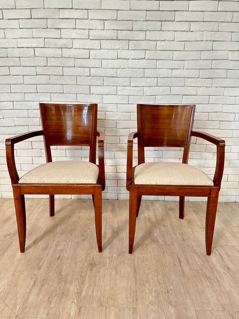 【東京都23区配送無料】　フランス　木製アームチェア 2脚セット　1960年代